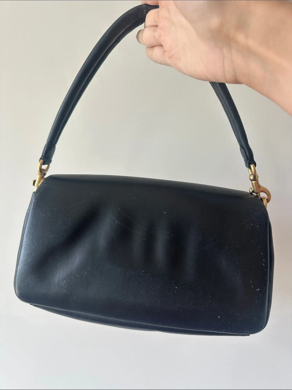 Coach Black puffy tabby Shoulder Bag with Gold 'C' Closure